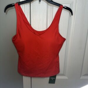 Halara SoftlyZero Plush Padded V Neck Plan Tank Top Red/Orange NWT Sz Medium